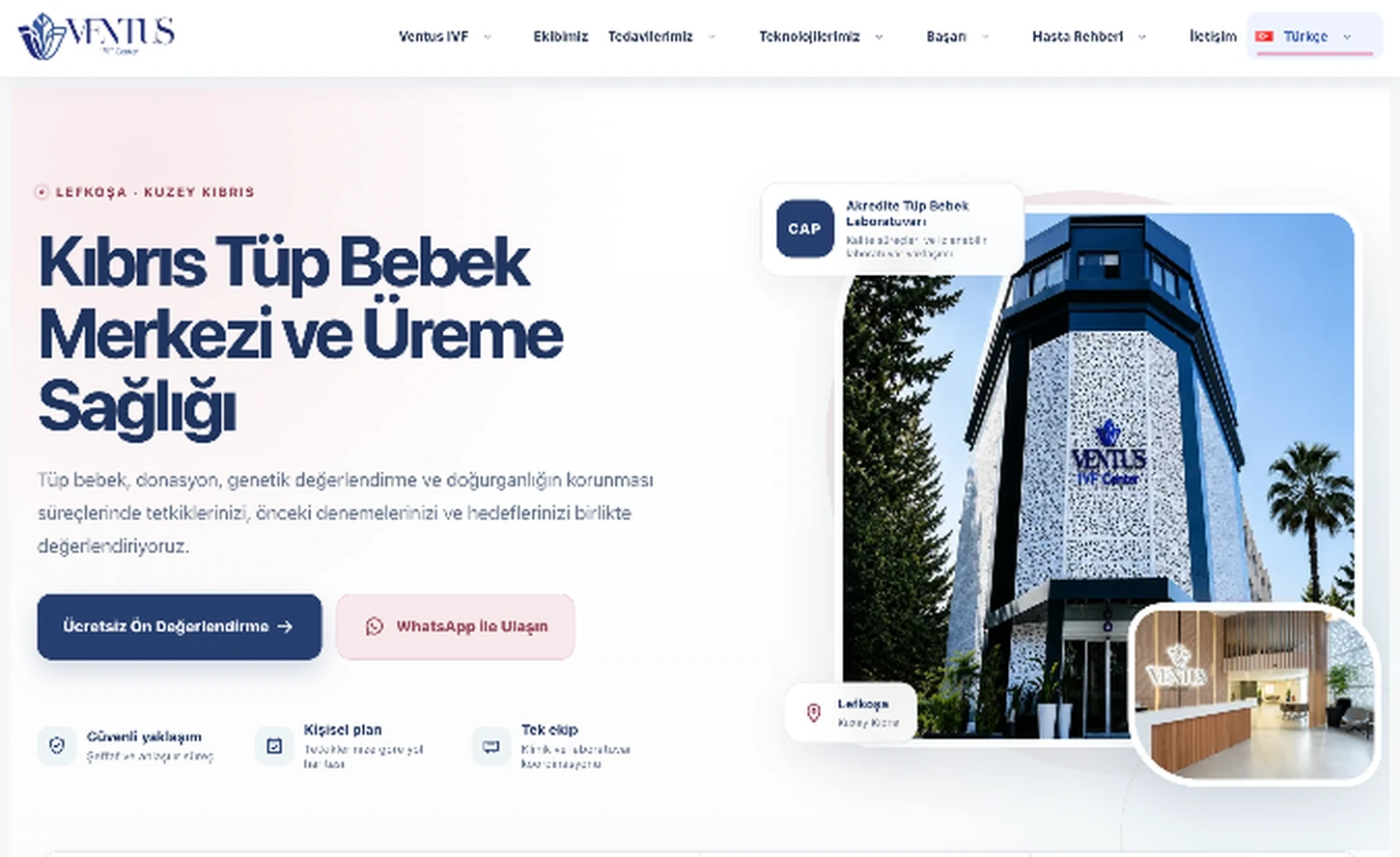 Ventus IVF masaüstü tasarımının telefon çerçevesinde gösterimi